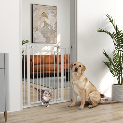 Pawhut Stair Gate With Cat Door, Adjustable Width, 76-104Cm And 106Cm Tall - image 1