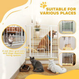 Pawhut Stair Gate With Cat Door, Adjustable Width, 76-104Cm And 106Cm Tall - thumbnail 8