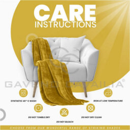 Gc Gaveno Cavailia Luxury Faux Fur Throw 150X200 Cm Ochre Fleece Blanket For Double Bed & Sofa Bed - thumbnail 4