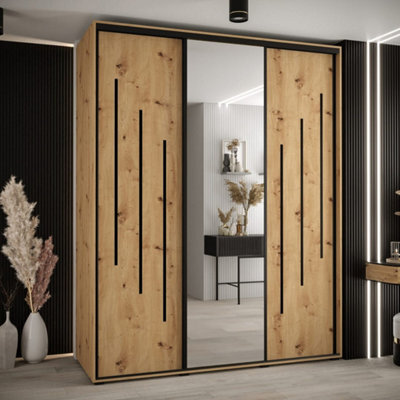 Arte Versatile Oak Artisan Cannes Ix Sliding Door Wardrobe 190Cm - Practical Storage For Busy Homes - image 1