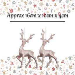 Christmas Tree Decoration Glitter Reindeer 2 Ornament Rose Gold - thumbnail 2