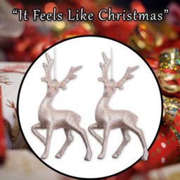 Christmas Tree Decoration Glitter Reindeer 2 Ornament Rose Gold - thumbnail 7