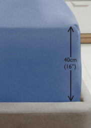 "Homespace Direct Ltd Luxury Super Soft Percale Plain 16"" Deep Fitted Sheet Super King Blue Fitted Sheet" - thumbnail 1