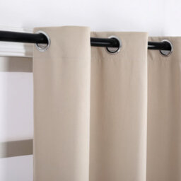 Happy Homewares Beige Eyelet Total Blackout Thermal Curtains - 46 X 63 Inch Drop - 2 Panel - thumbnail 8