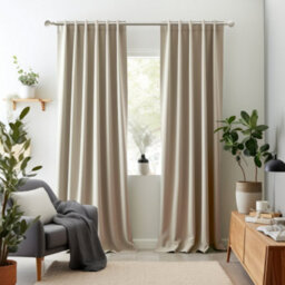 Happy Homewares Beige Eyelet Total Blackout Thermal Curtains - 46 X 63 Inch Drop - 2 Panel - thumbnail 5