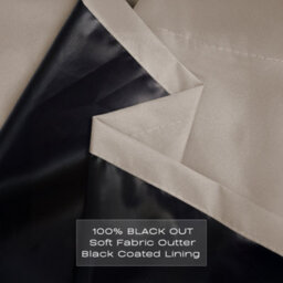 Happy Homewares Beige Eyelet Total Blackout Thermal Curtains - 46 X 63 Inch Drop - 2 Panel - thumbnail 3