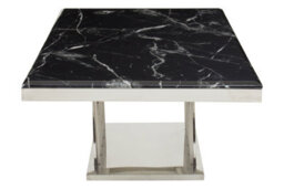 Orsina Intricate Black Marble And Silver Coffee Table, Decorative Accent Table, Silver Finish Lounge Table - thumbnail 4
