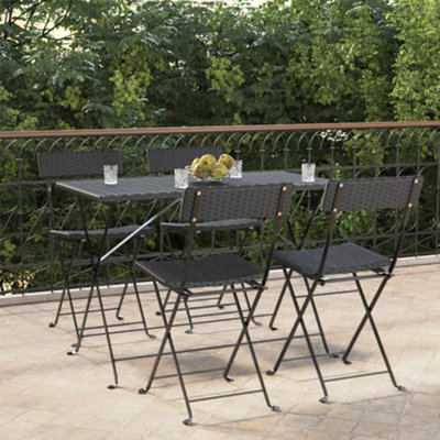 Berkfield Folding Bistro Chairs 4 Pcs Black Poly Rattan And Steel - image 1