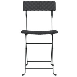Berkfield Folding Bistro Chairs 4 Pcs Black Poly Rattan And Steel - thumbnail 4