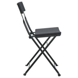 Berkfield Folding Bistro Chairs 4 Pcs Black Poly Rattan And Steel - thumbnail 6