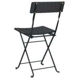 Berkfield Folding Bistro Chairs 4 Pcs Black Poly Rattan And Steel - thumbnail 7