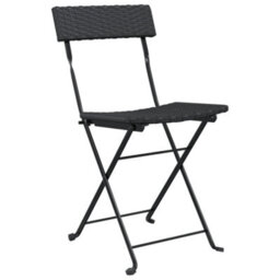Berkfield Folding Bistro Chairs 4 Pcs Black Poly Rattan And Steel - thumbnail 3