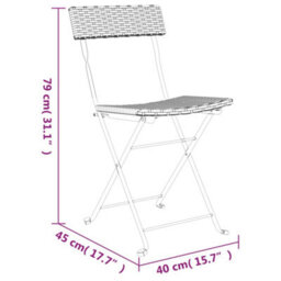 Berkfield Folding Bistro Chairs 4 Pcs Black Poly Rattan And Steel - thumbnail 9