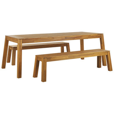 Beliani Garden Dining Set With Benches 6 Seater Livorno Acacia Wood Brown - image 1