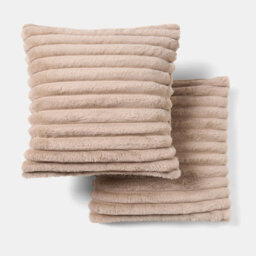 Ohs 2 X Faux Fur Thick Rib Cushion Covers - Mink - thumbnail 3