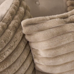 Ohs 2 X Faux Fur Thick Rib Cushion Covers - Mink - thumbnail 2