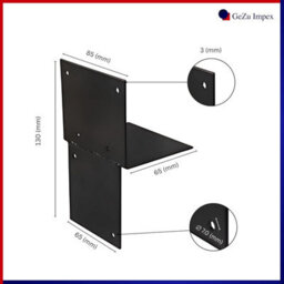 Gezu Impex Pergola Floor Bracket Black - Fence Post Corner Bolt Down Bracket - 71X71mm (Pack Of 8) - thumbnail 2