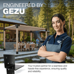 Gezu Impex Pergola Floor Bracket Black - Fence Post Corner Bolt Down Bracket - 71X71mm (Pack Of 8) - thumbnail 7