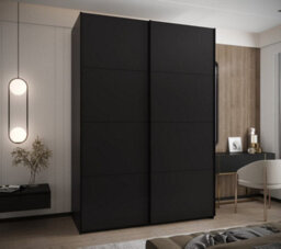 Arte Trosa I Black Sliding Door Wardrobe W1700mm H2450mm D640mm With Black Steel Handles - thumbnail 2