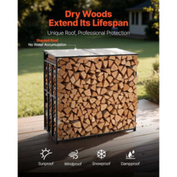 Vevor Firewood Rack With Sloped Roof, 4 Ft Outdoor Firewood Holder, 1/4 Cord Log Storage Shed, 660Lb Max Weight Capacity - thumbnail 2