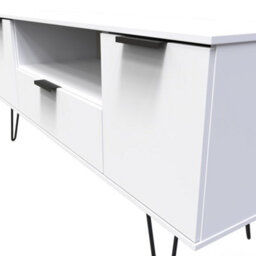 Fuji 2 Door 1 Drawer Wide Tv Unit In White Matt (Ready Assembled) - thumbnail 3