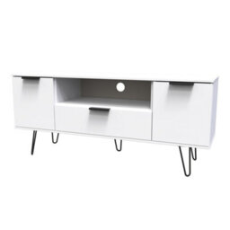 Fuji 2 Door 1 Drawer Wide Tv Unit In White Matt (Ready Assembled) - thumbnail 2