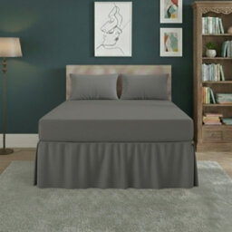 Fitted Valance Bed Sheet Polycotton Mattress Cover And Frill Easy Care Grey
