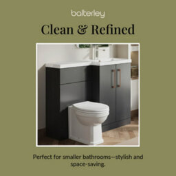 Balterley Right-Hand Bathroom Vanity And Wc Unit Combination With Basin - 1100mm - Gloss Grey With Copper Handles - thumbnail 7