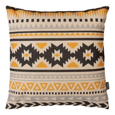 icon Indoor And Outdoor Aztec Print Waterproof Filled Cushion Ochre Yellow - image 1