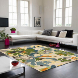 Floral Green Multi Wool Luxurious Modern Easy To Clean Handmade Rug For Dining Room Bldroom And Living Room-200Cm X 290Cm - thumbnail 1