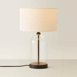 Valuelights Jessy Glass And Black Metal Bedside Table Lamp With A Cream Boucle Lampshade - Bulb Included - thumbnail 4