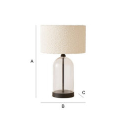 Valuelights Jessy Glass And Black Metal Bedside Table Lamp With A Cream Boucle Lampshade - Bulb Included - thumbnail 7