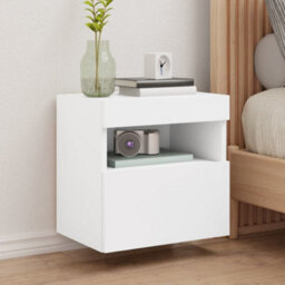 Berkfield Tv Wall Cabinet With Led Lights White 40X30X40 Cm - thumbnail 1
