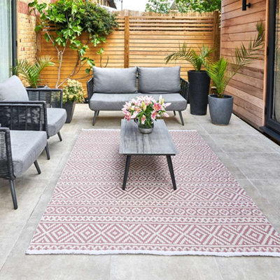 Pink Outdoor Rug, Geometric Stain-Resistant Rug For Patio Decks, 3mm Modern Outdoor Luxurious Area Rug- 160Cm X 220Cm - image 1