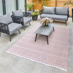 Pink Outdoor Rug, Geometric Stain-Resistant Rug For Patio Decks, 3mm Modern Outdoor Luxurious Area Rug- 160Cm X 220Cm - thumbnail 4