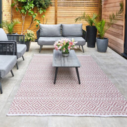 Pink Outdoor Rug, Geometric Stain-Resistant Rug For Patio Decks, 3mm Modern Outdoor Luxurious Area Rug- 160Cm X 220Cm - thumbnail 5