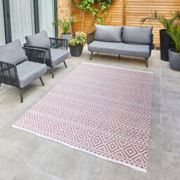 Pink Outdoor Rug, Geometric Stain-Resistant Rug For Patio Decks, 3mm Modern Outdoor Luxurious Area Rug- 160Cm X 220Cm - thumbnail 2