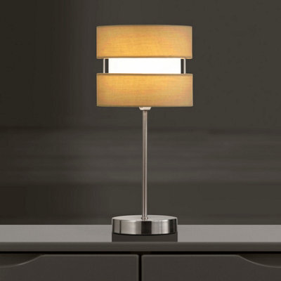 K Living Chrome Table Lamp With Layer Fabric Shade Yellow Ochre - image 1