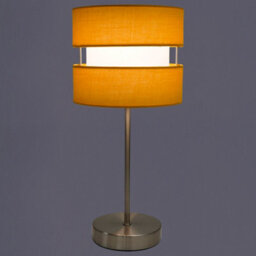 K Living Chrome Table Lamp With Layer Fabric Shade Yellow Ochre - thumbnail 3