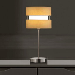 K Living Chrome Table Lamp With Layer Fabric Shade Yellow Ochre