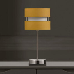 K Living Chrome Table Lamp With Layer Fabric Shade Yellow Ochre - thumbnail 2