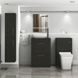 Royal Bathrooms 600mm Floor Standing Vanity Unit 2 Drawer Hale Black & Countertop Basin - Elva With Matt Black Handle - thumbnail 2