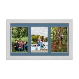 AK Frames 40X20Cm White Ash Modern Multi Photo Frame With Pompadour Mount - Holds 3 Apertures (3X) 6X4 Photos - thumbnail 1