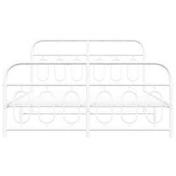 Berkfield Metal Bed Frame Without Mattress With Footboard White 135X190Cm - thumbnail 4