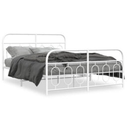 Berkfield Metal Bed Frame Without Mattress With Footboard White 135X190Cm - thumbnail 2