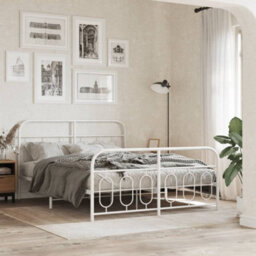 Berkfield Metal Bed Frame Without Mattress With Footboard White 135X190Cm