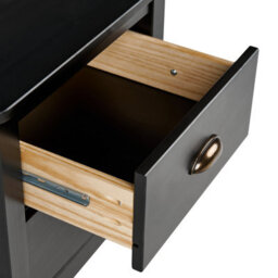 Wyld And Coco Oak And Elm Pine Wood Bedside Table Nightstand Matte Black 2 Drawers Retro Finish - thumbnail 6