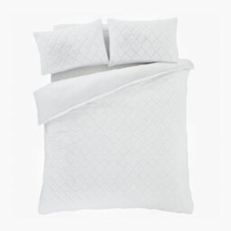 Catherine Lansfield Bedding Cosy Diamond Faux Fur Duvet Cover Set With Pillowcase White - thumbnail 5