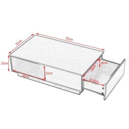 Black Modern Coffee Table With Storage Drawer Shelf Sofa Side End Table With Led Light - thumbnail 2