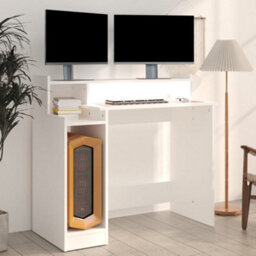 Vidaxl Desk With Led Lights White 97X45X90 Cm Engineered Wood - thumbnail 6